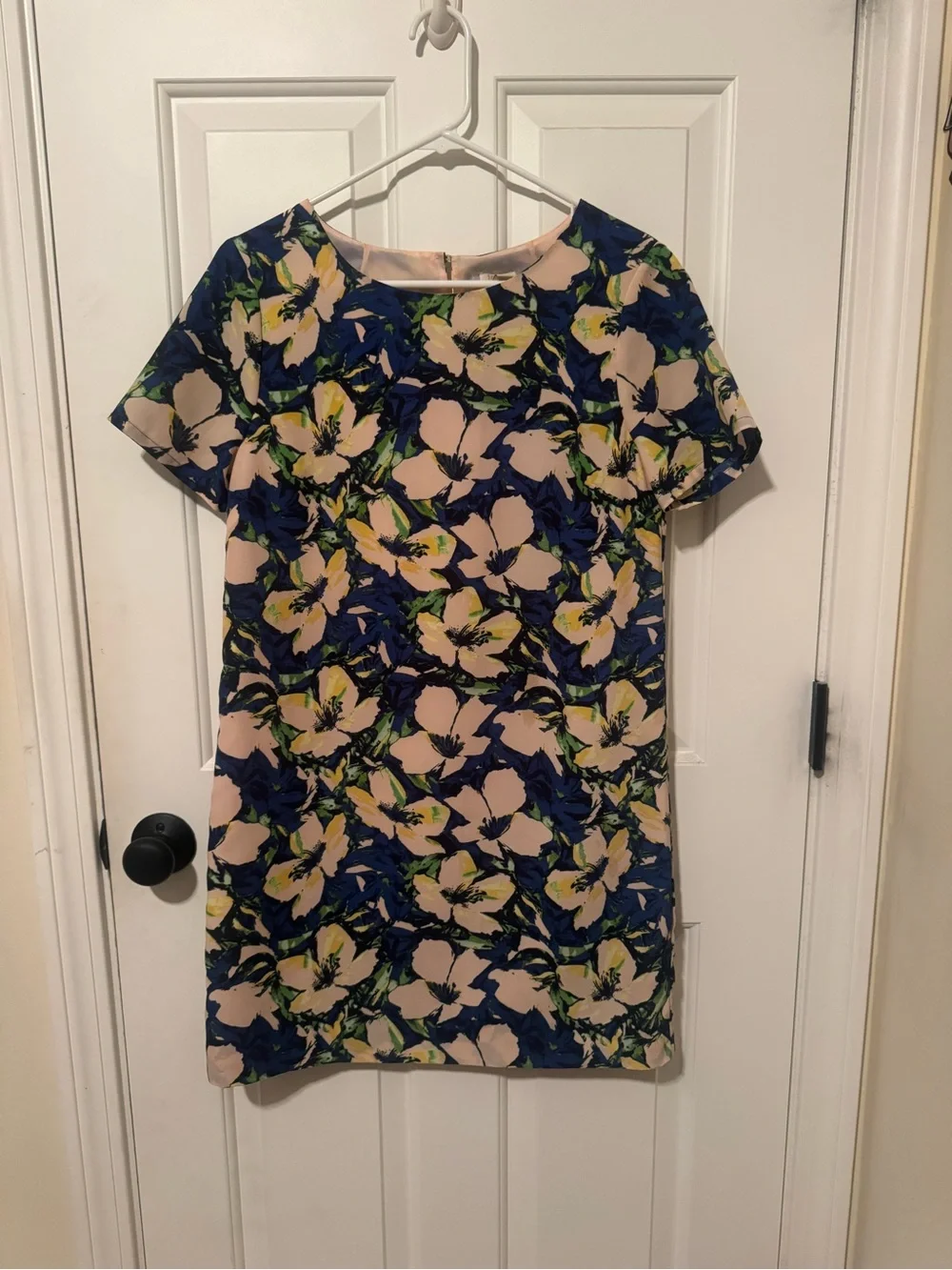 J. Crew Navy Floral Mini Dress with Cream Blossoms